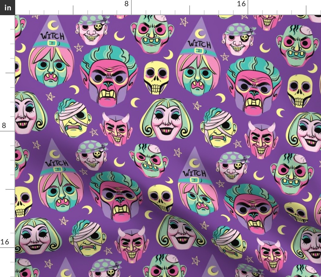 Vintage Halloween Masks in Pastel-o-Vision