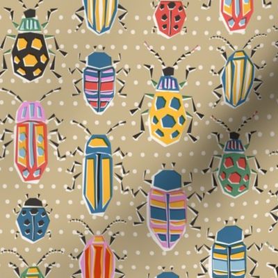 colorful retro bug collection -on sand - medium scale - 