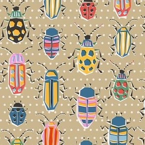 colorful retro bug collection -on sand - medium scale - 