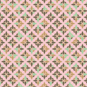 abstract cross shaped tiles on pink by rysunki_malunki