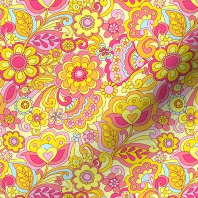 30 Yellow and pink Flower Power small