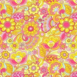 30 Yellow and pink Flower Power small