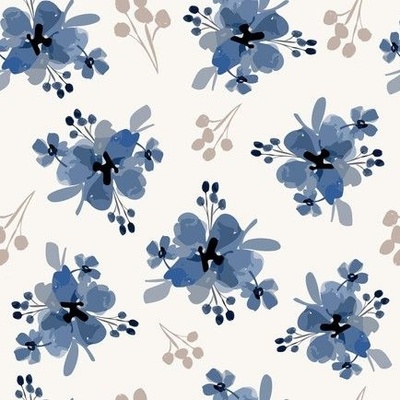 Blue Watercolor Flowers Fabric, Wallpaper and Home Decor | Spoonflower