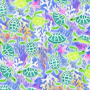 Happy Turtles - neon pastels - large scale 