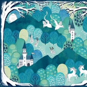 Find the magical creatures of the enchanted forest playmat - fat quarter