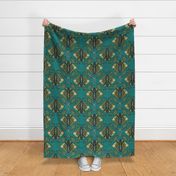 Vintage Butterflies - Extra Large - Dark Teal