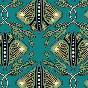 Vintage Butterflies - Extra Large - Dark Teal