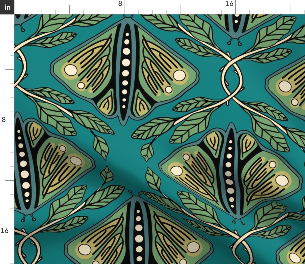 Vintage Butterflies - Extra Large - Dark Teal