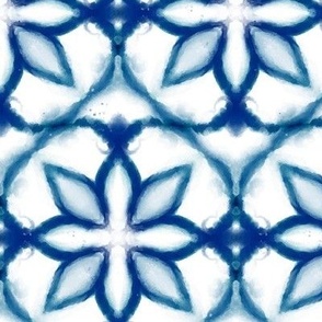 Shibori Tye Dye, Tie Dye, Indigo, Blue and White, Flower Stars 