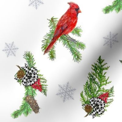 Christmas Cardinal Bows And Birds