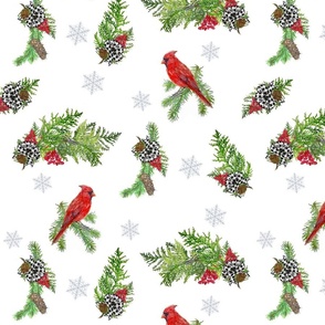 Christmas Cardinal Bows And Birds