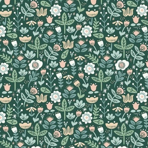 Folk Florals - Green