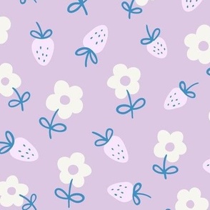 Strawberry Daisy Floral in Lavender Purple