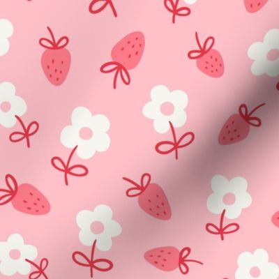 Strawberry Daisy Floral in Carnation Pink