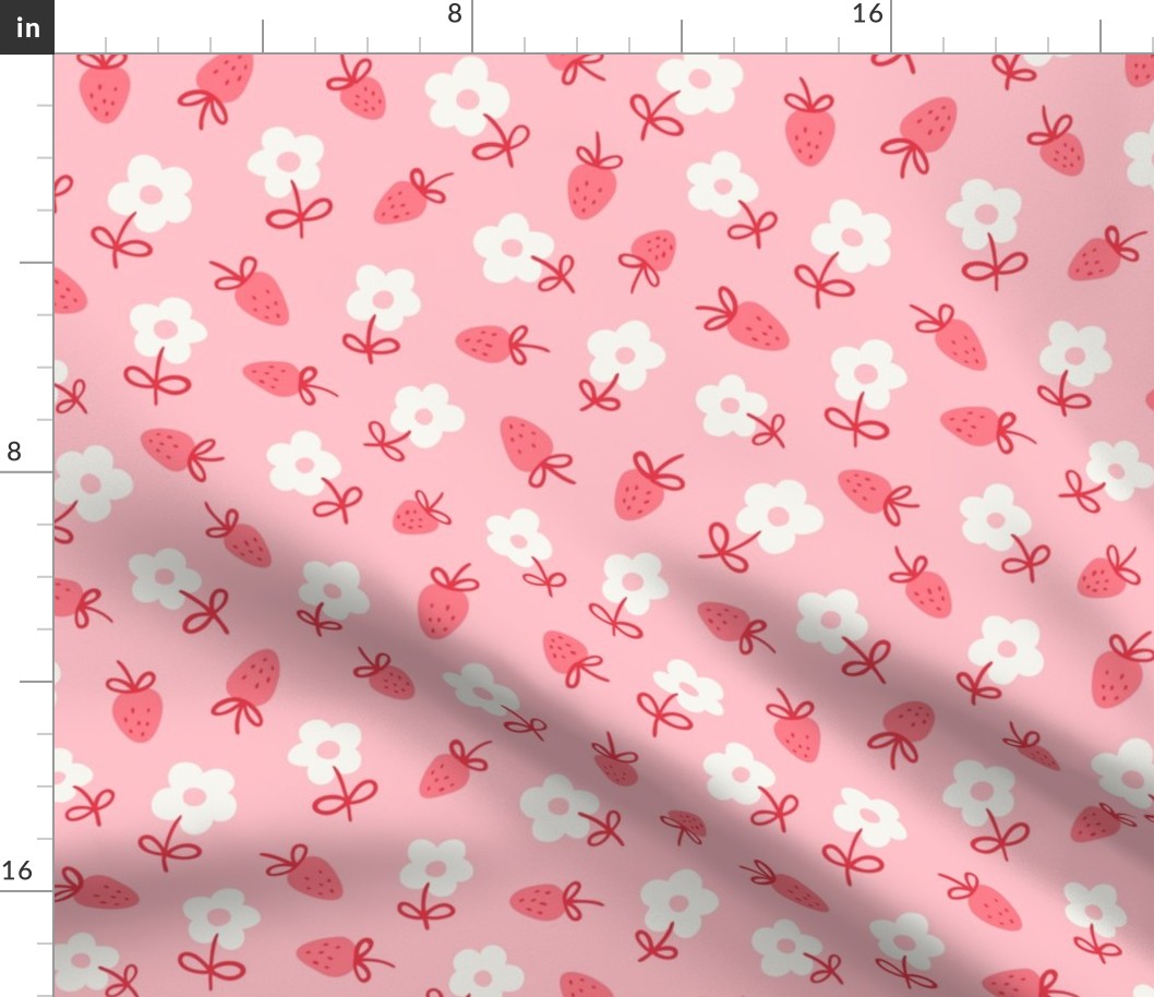 Strawberry Daisy Floral in Carnation Pink