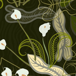 Arum lily leaves abstract terra verde