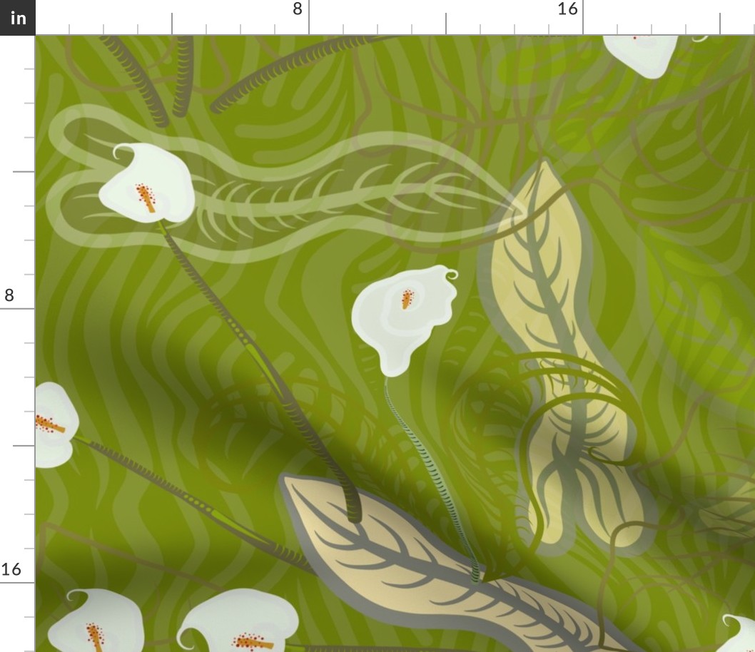 Arum Lilies leaves abstract light green 