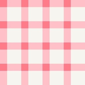 Gingham Windowpane Plaid in Pink and Coral