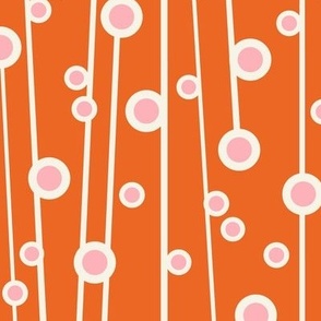 Berry Branch - Polka Dot Geometric - Retro Girl Orange Pink Large Scale