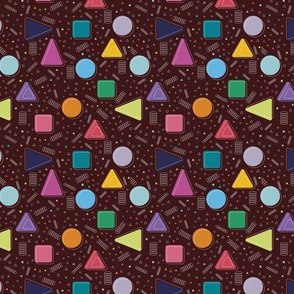 coloreful shapes/brown background/triangles/square/summer time/abstract/pop art
