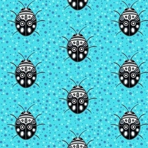 Spotty Picasso Bugs black & white on aqua