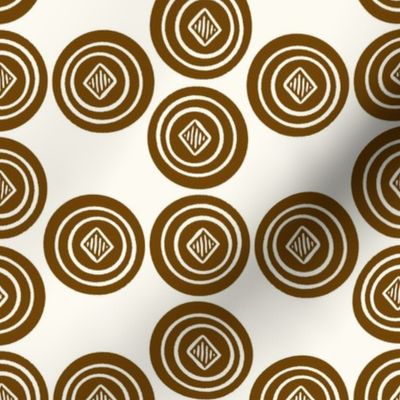 OFF-WHITE AND EARTHY BROWN GEOMETRIC CIRCLES 2 INCH