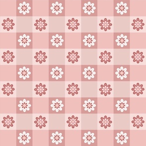 Gingham pink with flowers