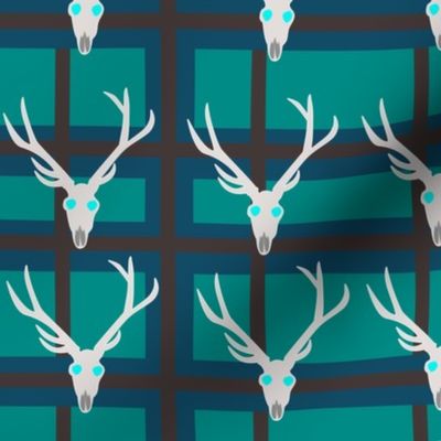 Deer Skulls in Blue