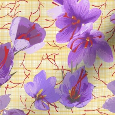 Saffron flowers on  tartan
