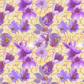 saffron flowers on  tartan