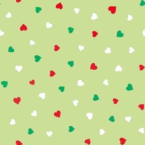 Italian hearts on soft green