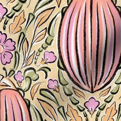 Retro Floral Beetles - large - vintage pastel