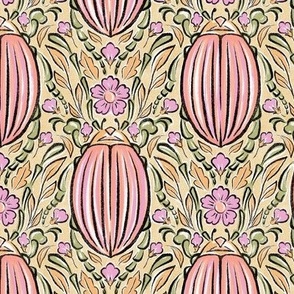 Retro Floral Beetles - medium - vintage pastel