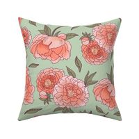 Peachy Peonies, Mint