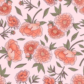 Peachy Peonies, Ballet Pink