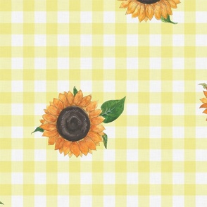 Extra large sunflower yellow gingham 