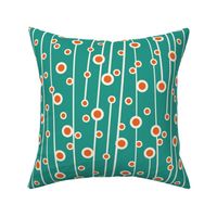 Berry Branch - Polka Dot Geometric - Retro Girl Aqua Orange Large Scale