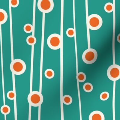 Berry Branch - Polka Dot Geometric - Retro Girl Aqua Orange Large Scale