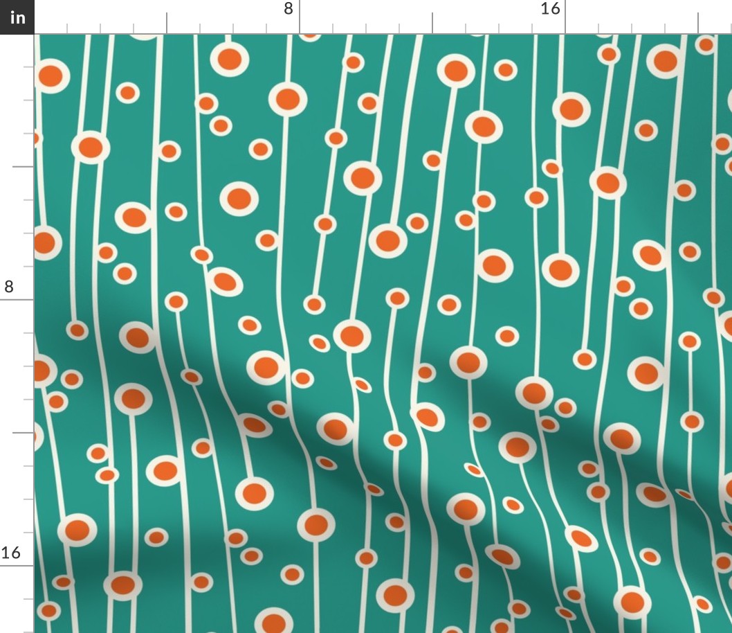 Berry Branch - Polka Dot Geometric - Retro Girl Aqua Orange Large Scale