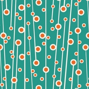 Berry Branch - Polka Dot Geometric - Retro Girl Aqua Orange Regular Scale