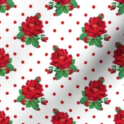 Red vintage roses and red polkadots (medium)