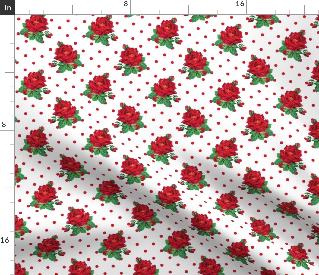 Red vintage roses and red polkadots (medium)