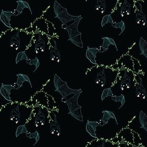 Bats in the night with leaves