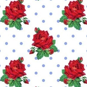 Red vintage roses blue polkadots (medium)