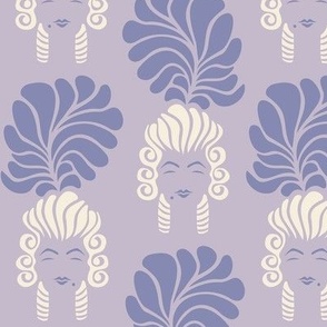 Rococo Lady, Cream and Purple on Lavender, Medium