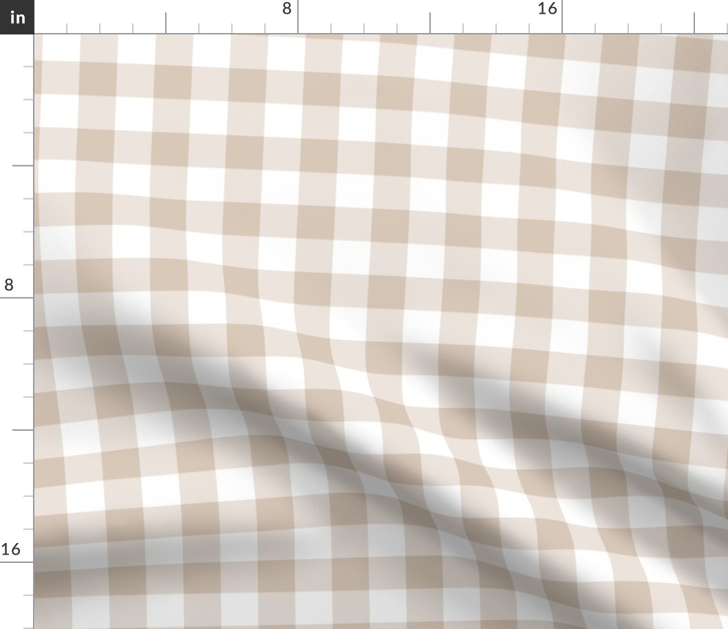 Gingham//Beige - 1 inch