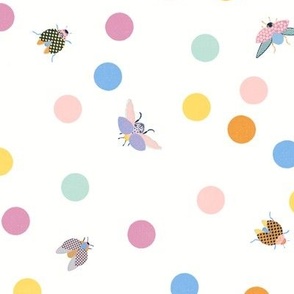 Playful Ladybugs & Dots (white) 12"