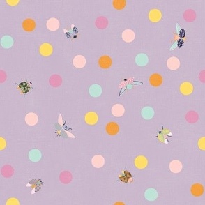 Playful Ladybugs & Dots (lilac) 8"