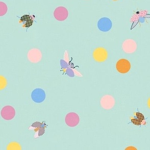 Playful Ladybugs & Dots (mint) 12"