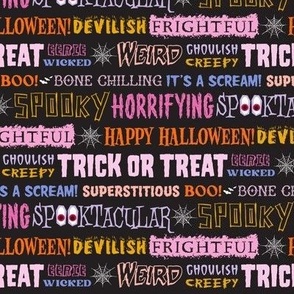 It's a Scream || halloween typography phrase pastel stripes eyes spiderweb bats holiday scary retro text